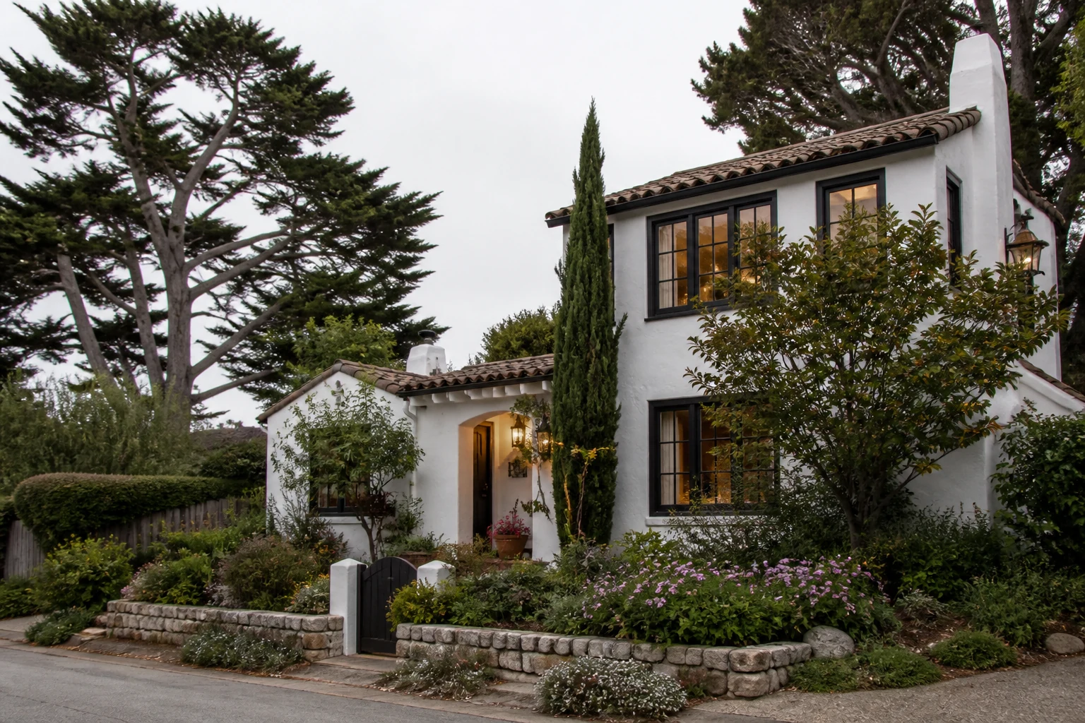 A classic Monterey Peninsula home with mature coastal landscaping
